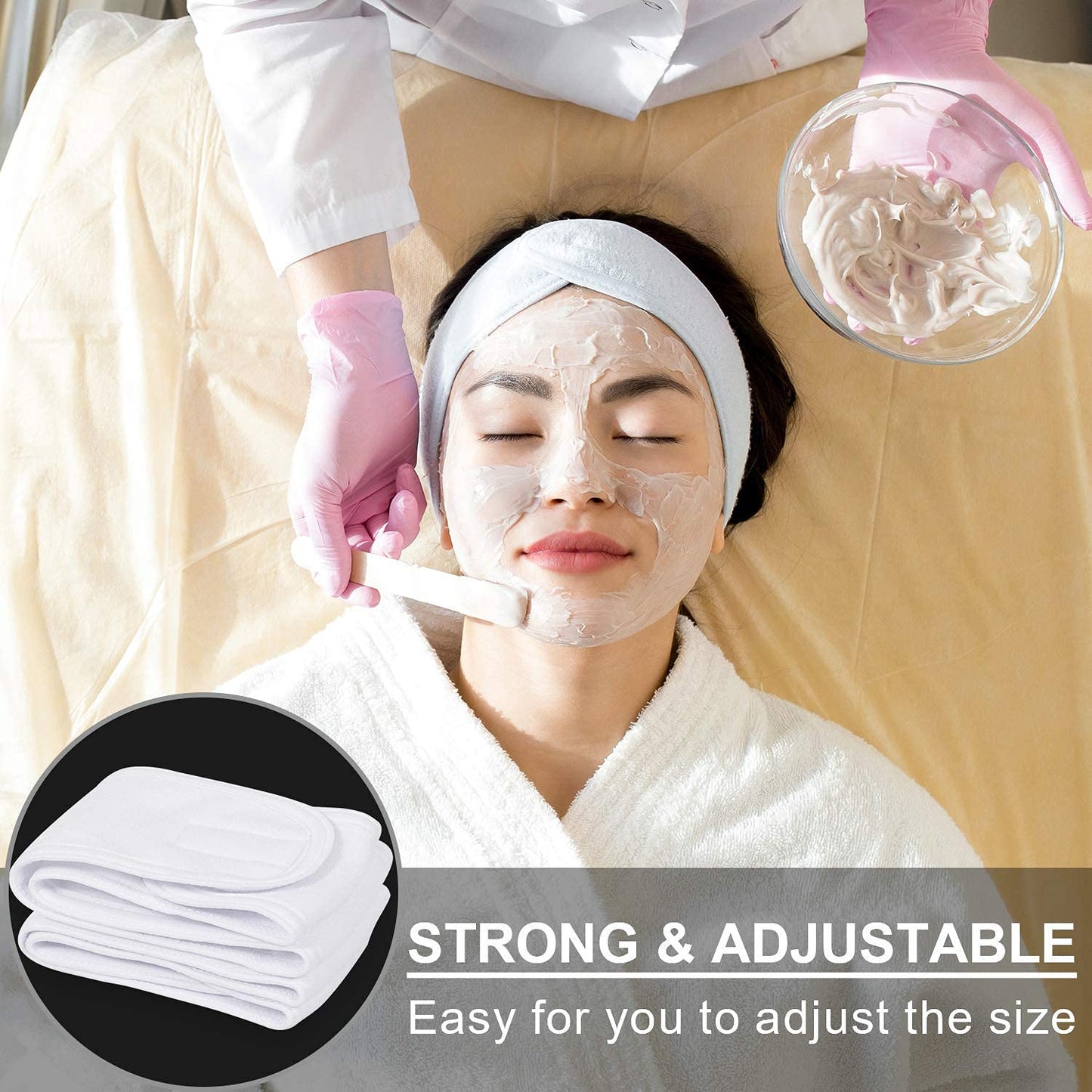 Adjustable Towel Hair Bands with Magic Tape – Pack of 2
